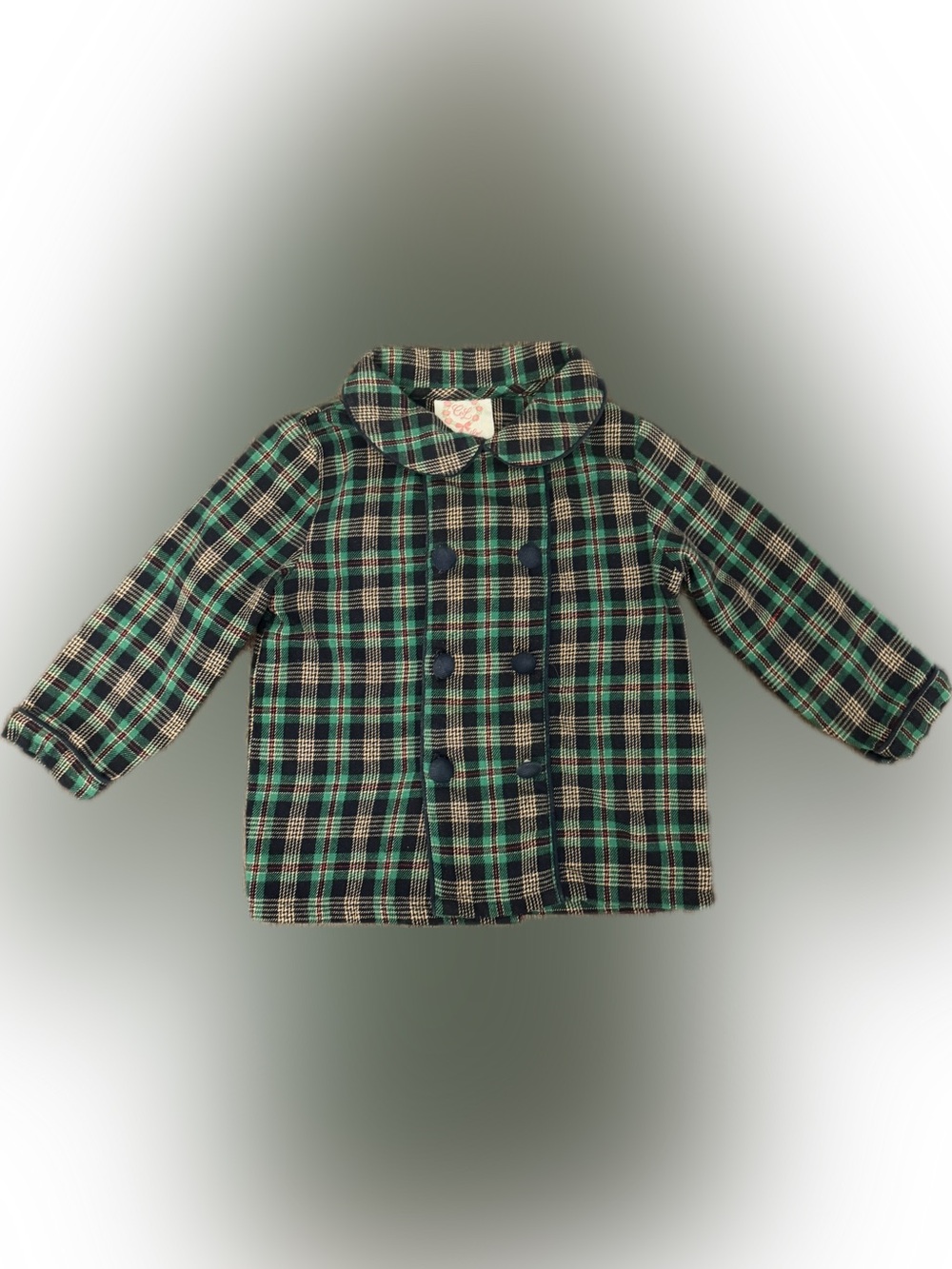 Cecil & Lou Girls Green Plaid Double-Breasted Coat